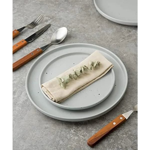 12 Piece Plates and Bowls Set, Speckled Dinnerware Sets for 4, Matte Dish Set, Microwave and Dishwasher Safe, tableware