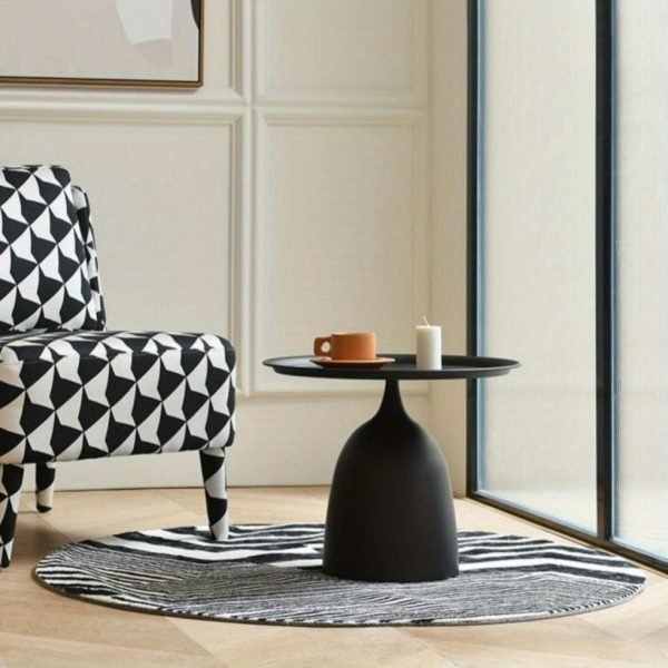 1697137320135-d01aec66c0014201a068ea21e02d612a-goods 1pc Black Minimalist Side Table, Creative Wrought Iron Side Table For Living Room, Small Coffee Table, Floor Tray Corner Table, Bedside Table