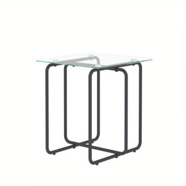 1pc Contemporary Glass Top Table For Coffee, Nightstand Or Accent In The Living Room Or Bedroom