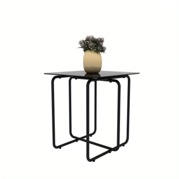1pc Contemporary Glass Top Table For Coffee, Nightstand Or Accent In The Living Room Or Bedroom