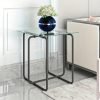 1pc Contemporary Glass Top Table For Coffee, Nightstand Or Accent In The Living Room Or Bedroom