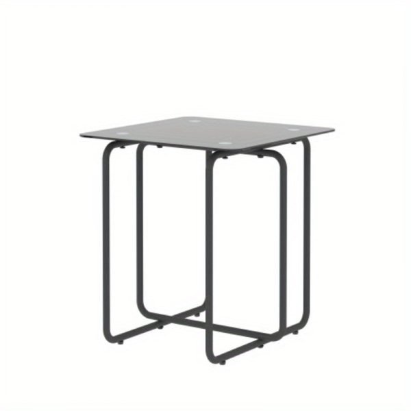 1pc Contemporary Glass Top Table For Coffee, Nightstand Or Accent In The Living Room Or Bedroom
