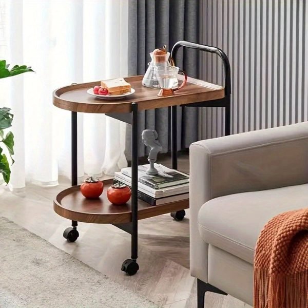 1712842877783-f776263d8a97429681ba26e97c88f888-goods 1pc Side Table, Movable Small Coffee Table, Living Room Sofa Side Table, Bedside Household Object, Small Table With Wheels