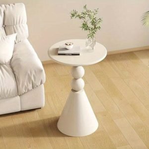 Cream Metal Coffee Table - Round Uncharged Office and Home Balcony Casual Table