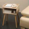 2023 New Mid Century Modern Side Table Bedroom with Storage, Small End Bedside Table with Solid Wood Legs for Living Room