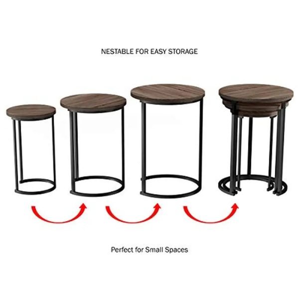 3-Piece-Nesting-Round-Living-Room-End-Tables-Modern-Style-Gray-Brown-Woodgrain-Look-Metal-Base_a03373e2-dd48-48a0-9222-37156c6dee64 3-Piece Nesting Round Living Room End Tables Modern Style Gray-Brown Woodgrain-Look Metal Base Versatile Set Home Décor.