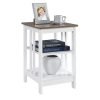 3-Tier End Table in Driftwood/White Finish MDF Construction Modern Square Design 15.75" x 15.75" x 23.75"