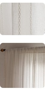 white embroidery striped curtain