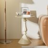 European Style Metal Pedestal Side Table - Space Saving, Non-Slip, Anti-Scratch Cream Round Table for Sofa, Bedroom Nightstand, Occasional Elegance Table - 16.54x22.83inch - No Assembly Required