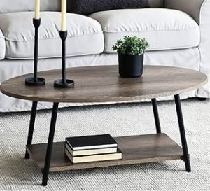 Household Essentials Coffee Table, Coastal Oak, Distressed White