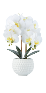 Large Faux Orchid with White Pot