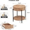 41B7SanPg0L._AC_UY879 Round End Table Wood Side Table with Drawer Farmhouse Circle End Tables Accent Bedside Table Metal Frame Small Nightstand for Living Room, Bedroom and Small Spaces, Easy Assembly (Natural)
