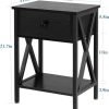 Versatile End Storage Shelf Side Table, Black, Nightstand with Drawer, Retro Blk