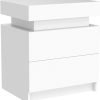 41Y71P1oTSL._AC_SL1230 LED Nightstand White Nightstand with Led Lights Modern Night Stand with 2 High Gloss Drawers Led Bedside Table Smart Nightstand for Bedroom 20.5” Tall