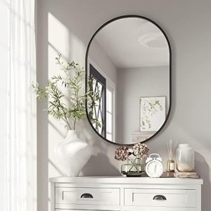 41vtIk6mrrL._AC_UY879 24x36 Black Oval Mirror, Metal Framed Mirror for Wall, Wall-Mounted Bathroom Vanity Mirrors