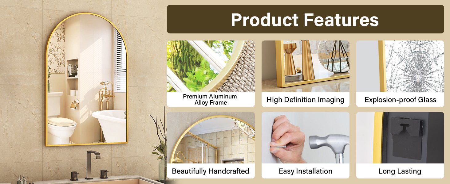 round arched wall mirror