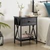 Versatile End Storage Shelf Side Table, Black, Nightstand with Drawer, Retro Blk