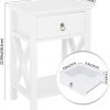 White bedside table, small bedside table with drawers and shelves, farmhouse bedside table bedroom, coffee table, bedside table, white side table with rustic handles, suitable for small spaces, dormitories, children's room, living room