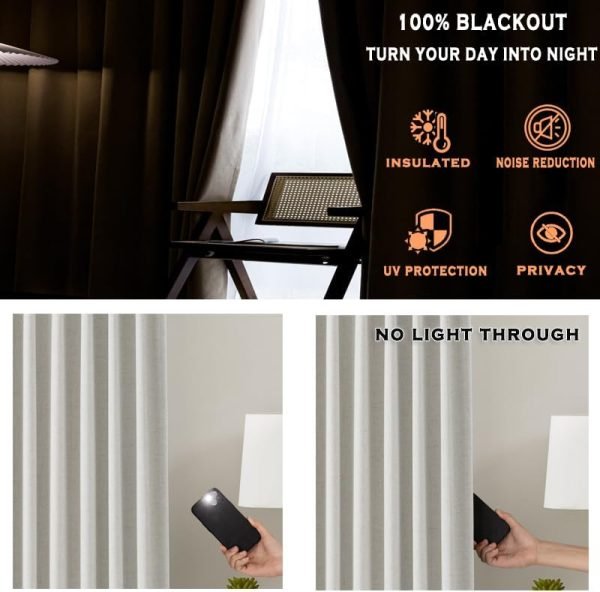 51SA2Xvz1qL._AC Linen Blended Pinch Pleated Drapes,Blackout and Thermal Insulated Noise Reducing Pleated Curtains for Bedroom Nursery,Backtab 108 Inches with 9 Hooks,40"x108", 1 Panel,Natural Beige