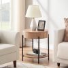 51SQXLl41zL._AC_UY879 Round End Table Wood Side Table with Drawer Farmhouse Circle End Tables Accent Bedside Table Metal Frame Small Nightstand for Living Room, Bedroom and Small Spaces, Easy Assembly (Natural)
