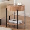 51mxY6JpceL._AC_UY879 Round End Table Wood Side Table with Drawer Farmhouse Circle End Tables Accent Bedside Table Metal Frame Small Nightstand for Living Room, Bedroom and Small Spaces, Easy Assembly (Natural)