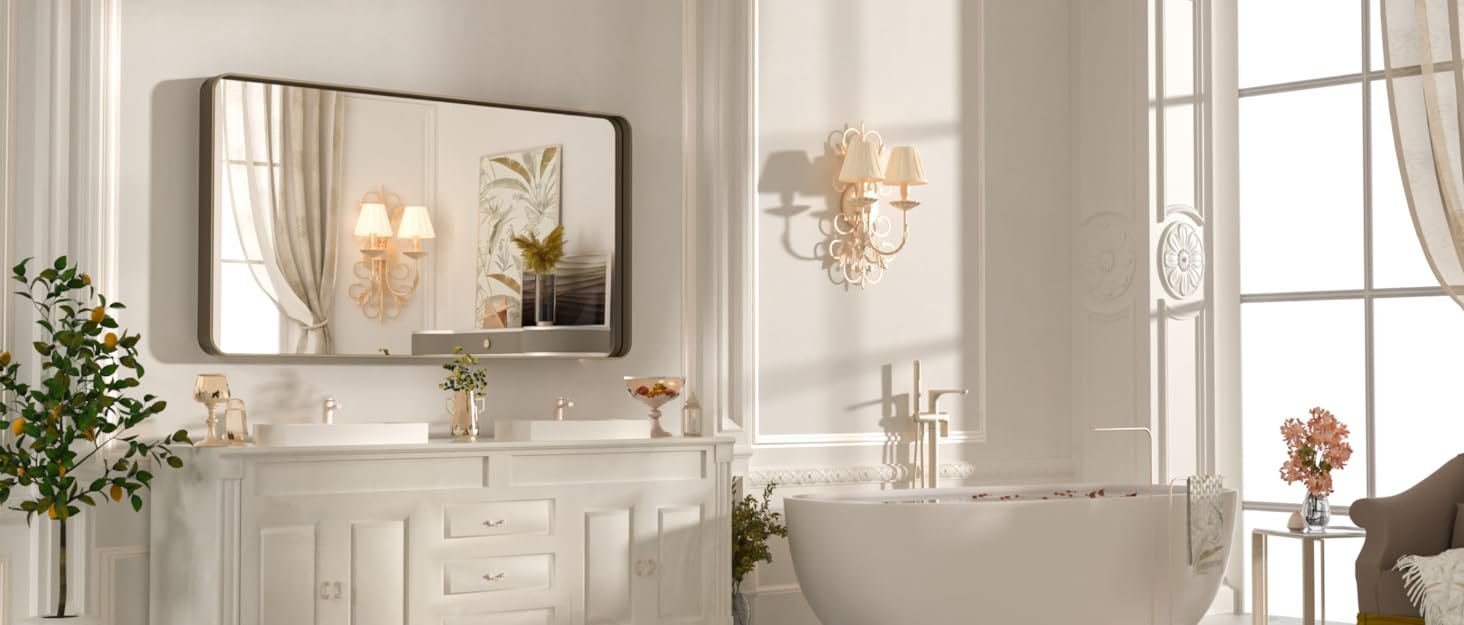 52efd708-86c1-4e2a-b38f-8add4cf4ce66.__CR011624001025_PT0_SX1464_V1___ 13 Inch Vanity Mirror with Lights, LED Makeup Mirror for Bedroom Makeup, Light up Mirror Smart Touch Control 3 Colors Dimmable, 360 Rotation (White)