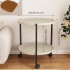 Double-Decker Round Plastic Side Table with Wheels - Modern Movable Sofa Coffee Table, Mini Storage Rack for Living Room