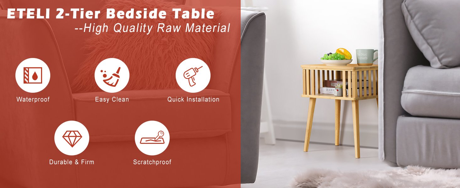 ETELI 2-Tier Bedside Table High Quality Raw Material