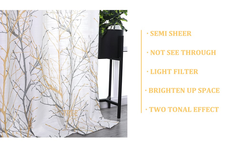 yellow white curtians for living room