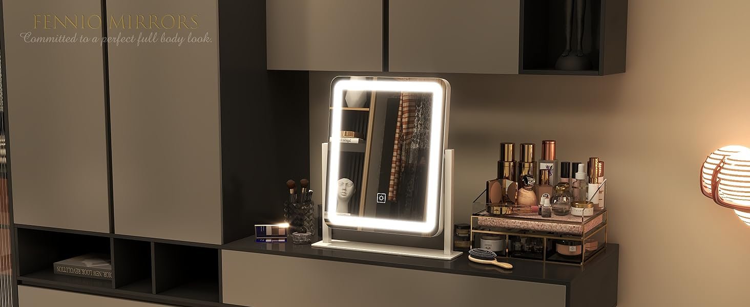 FENNIO Vanity Mirror with Lights LED Lighted Makeup Mirror, Large Makeup Mirror with Lights