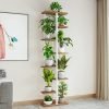 Plant Stand, Multiple Flower Pot Holder Shelf, Wood and Metal Tall Plant Display Rack Storage Organizer for Indoor, Outdoor, Garden, Patio, Balcony(8 Tier 9 Potted)