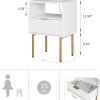 61-u6OgO-xL._AC_SL1500 Nightstand with Charging Station,Small Bedside Table with Gold Frame,White Night Stand,Bedside Furniture,Side Table with Drawer and Shelf for Bedroom,Living Room,Stripe