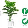 Set of 2 Artificial Monstera Deliciosa Plants in Pots, Fake Tropical Palm Tree with Greenery Leaves Stems, 28 Inch Artificial Cheese Plant for Home Bathroom, Office, Windowsill Decor
