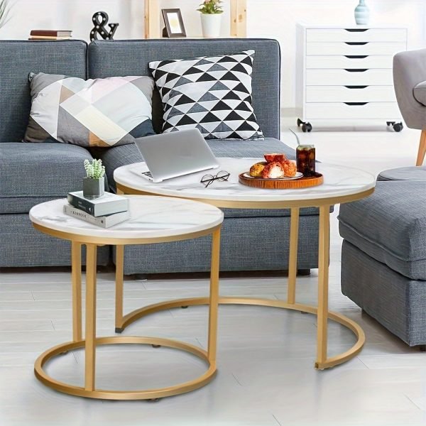 6136143141d8f193c7b1183706a97bcb-1 2pcs/set Modern Style Coffee Table Combination, Living Room Decorative Coffee Table Combination, Modern Simple Bedroom Apartment Bedside Table