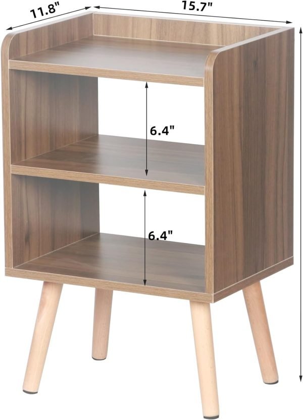 Nightstand, Mid-Century Modern Bedside Tables with Storage Shelf, Minimalist and Practical End Side Table, Fashion Bedroom Furniture, Walnut.