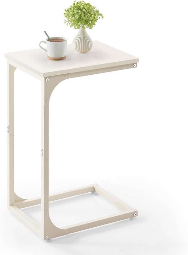 614FvaZLDeL._AC_SL1500 C-Shaped End Table, Small Side Table for Couch, Sofa Table with Metal Frame for Living Room, Bedroom, Bedside, Rustic Brown and Black