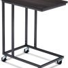 Tangkula Industrial Mobile End Table, Movable Side Table for Coffee Tablet, Rustic C Table with Rolling Casters, Portable Side Table for Couch Bed, Sofa, Living Room Bedroom