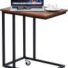 Tangkula Industrial Mobile End Table, Movable Side Table for Coffee Tablet, Rustic C Table with Rolling Casters, Portable Side Table for Couch Bed, Sofa, Living Room Bedroom