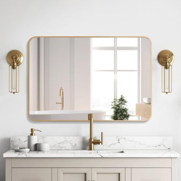 Arched Wall Mirror 20x30 Inch, Black Arch-top Bathroom Vanity Wall Mounted Mirror, Bedroom Modern Black Metal Framed Mirror