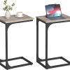 61AXFusOl_L._AC_SL1500 C-Shaped End Table, Small Side Table for Couch, Sofa Table with Metal Frame for Living Room, Bedroom, Bedside, Rustic Brown and Black