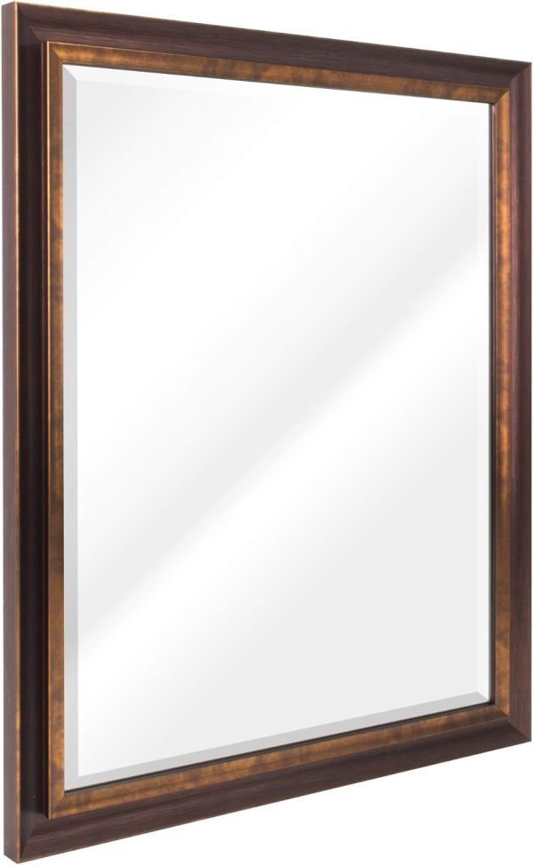 61C4j2cDPQL._AC_SL1500 Bronze Copper Oil Rubbed Framed Wall Mirror, Vanity Mirror, Bathroom Mirrors, Rectangle Mirrors, Living Room Mirrors - 26" x 32"