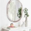 Large Oval Wood Mirror 26 x 18 Inch, Wall Framed Bathroom Mirror for Vanity Farmhouse Rustic White Mirror for Vanity Living Room Entryway Bedroom