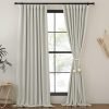 Faux Linen Curtains 90 inches Long for Doorway, Pinch Pleated Thick Room Darkening Window Treatments Noise Reducing Privacy for Living Room/Bedroom, Natural, W34 x L90, 2 Panels