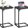 61H4lfL_EeL._AC_SL1500 C-Shaped End Table, Small Side Table for Couch, Sofa Table with Metal Frame for Living Room, Bedroom, Bedside, Rustic Brown and Black