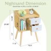 Small Nightstand, Bedside Table with 2 Drawers Mid Century Modern Nightstand Natural Wood End Table Side Table for Bedroom