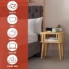 Bamboo Nightstand with Solid Legs Small Side Tables Mid Century Modern Bedside Table for Kids' Bedroom and Small Space, Natural