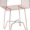Modern Industrial Side Table with Storage Shelf, 2-Tier Metal Minimal End Table, Metallic Caged Grid - Accent Furniture for Living Room, Bedroom, Office, Dorm, Concerto Collection, Satin