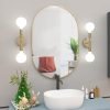 Oval Bathroom Mirror Capsule Wall Vanity Mirror, 20"x30" Pill Mirrors Wall Mounted Mirror, Large Modern Mirror with Gold Metal Frame, Decor for Entryway, Bedroom, Living Room