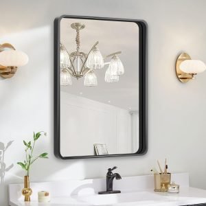 61XqZEm0gCL._AC_SL1500 22x30 Inch Black Bathroom Mirror - Metal Frame Rectangle Vanity Mirror for Wall - Ideal for Bathroom, Living Room, Bedroom, and More - Hanging Horizontal or Vertical