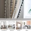Geometric Semi-Blackout Window Curtains 2 Panels Boho Linen Room Darkening Curtains Tassels Rod Pocket Window Drapes for Bedroom Living Room(52" W x 63" L Pair, Cream)